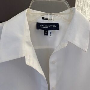 Jones New York Classic White Tailored Shirt - 100% Cotton Non-Iron